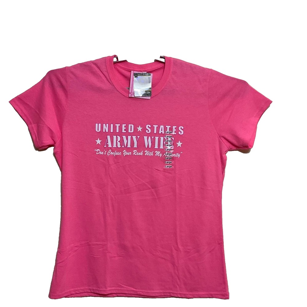US Army wife officially licensed short‎ sleeve pink women's t-shirt size L